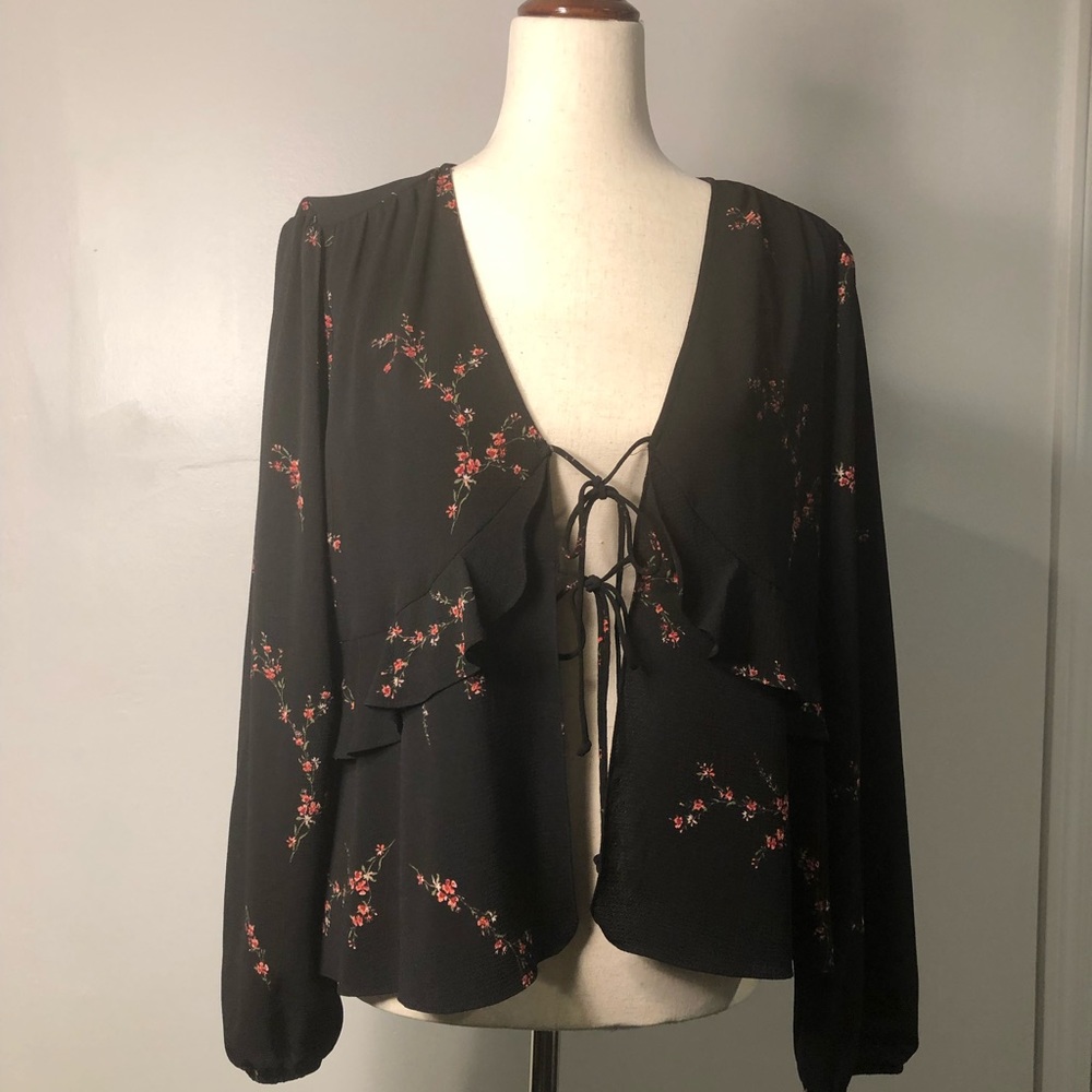 Highline large blouse or jacket black floral print